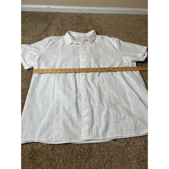 Men's shirt Flax Cotton Blend button up white Hawaiian Vacation Light weight XXL - Picture 5 of 6